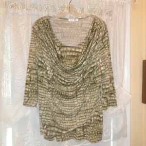 Khaki Green Dress Barn Size XL Stretch Blouse Top